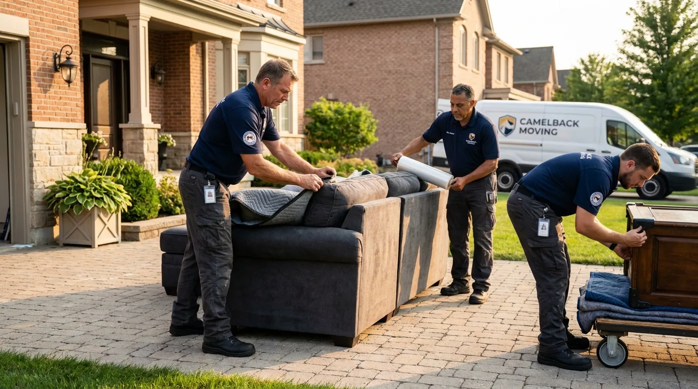 Large estate moving crew wrapping furniture in Richton, MS